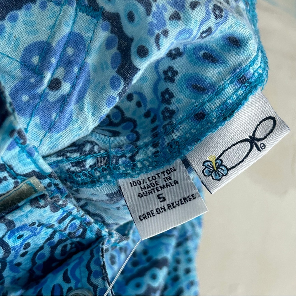 Blue Patterned Women's Shorts - Picture 5 of 5